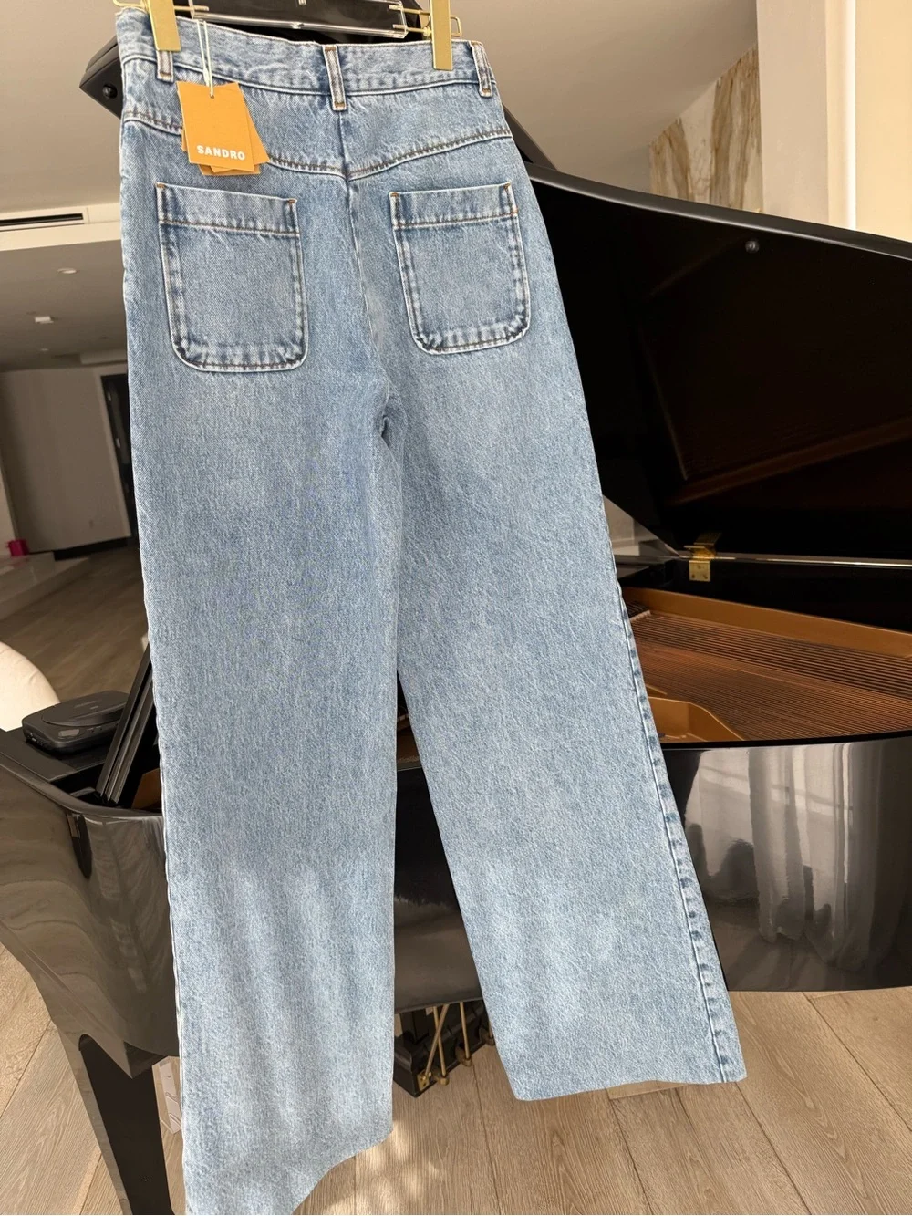 SANDRO High-Waist Wide-Leg Light Blue Jeans - Picture 7 of 17